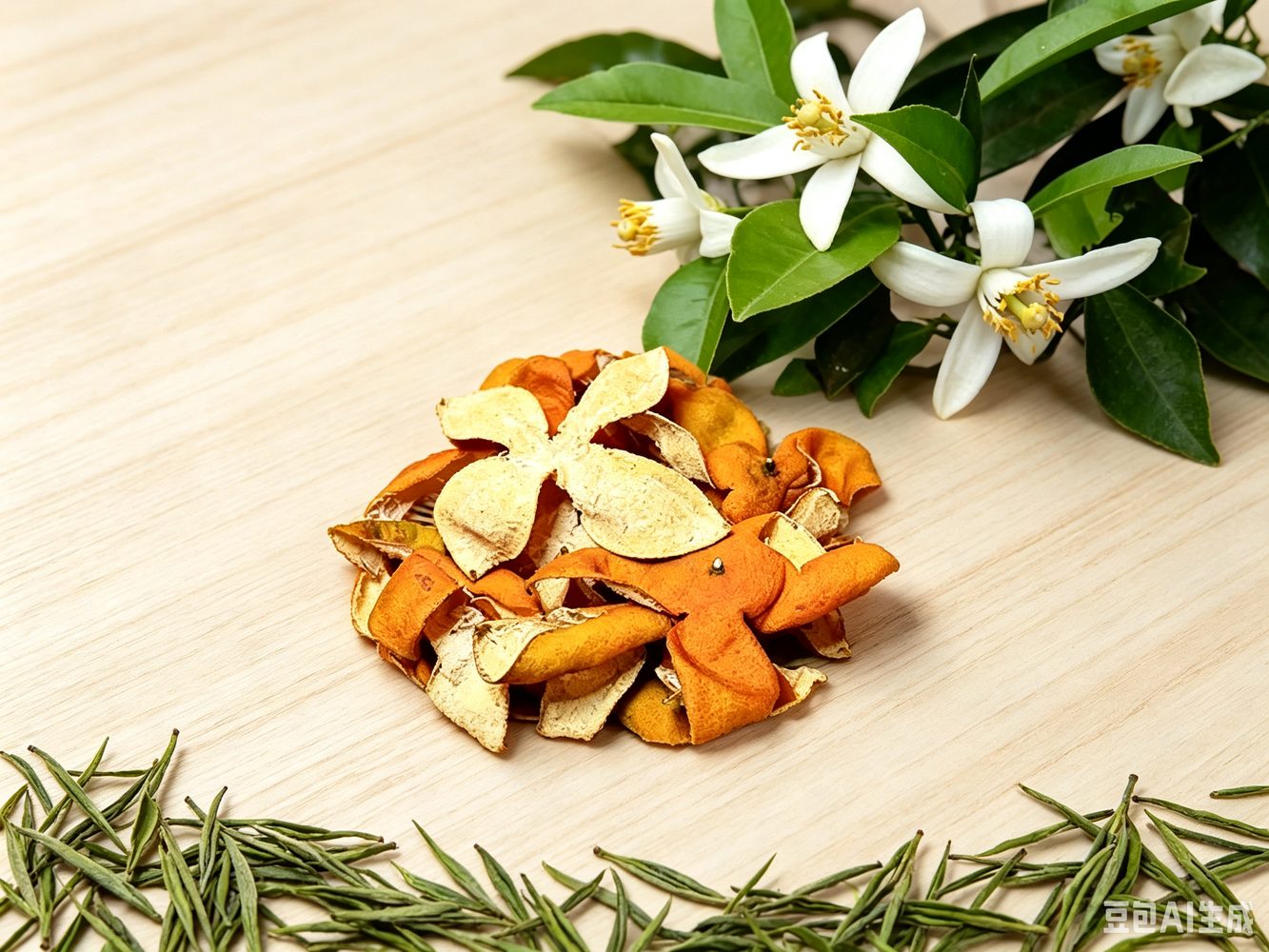 White tea, orange peel, and botanical fragrance ingredients